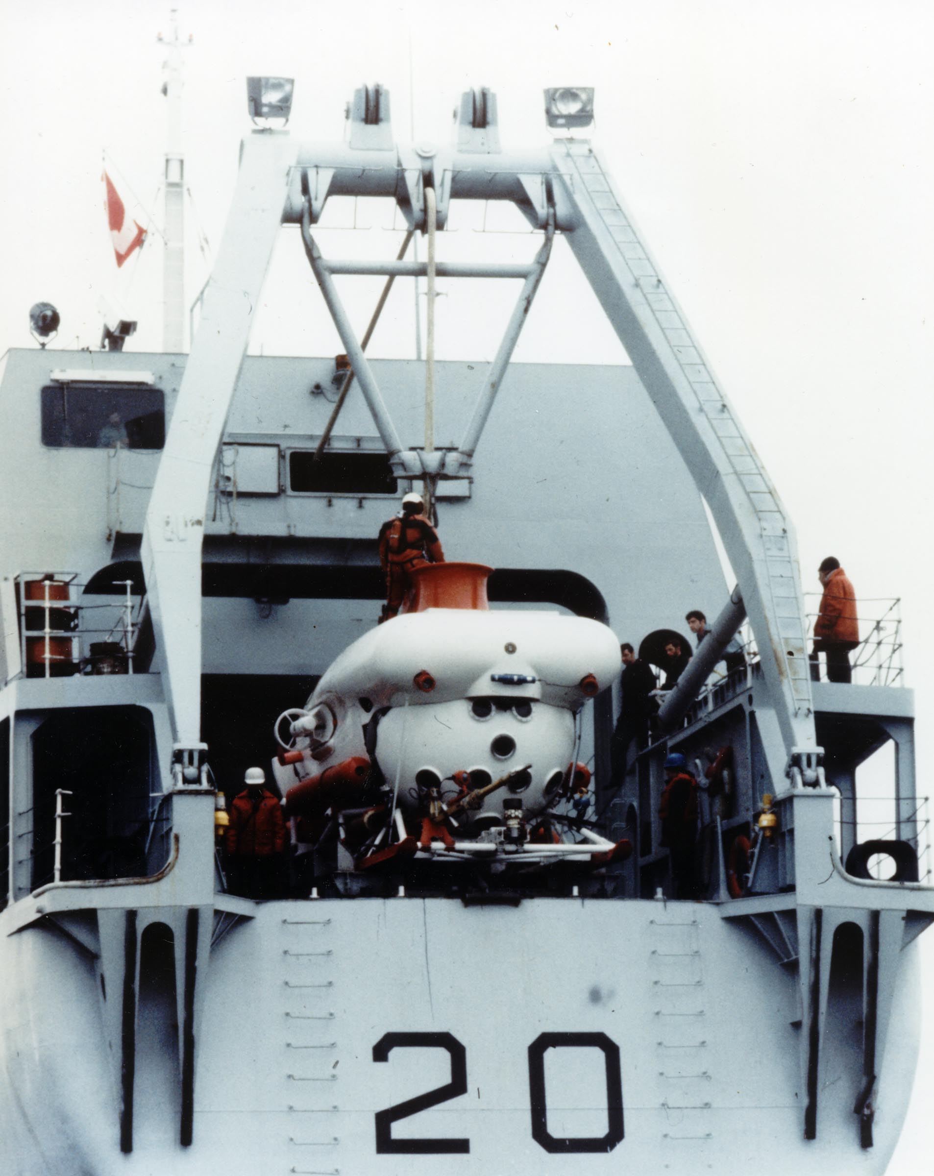 HMCS CORMORANT with diving submersible.